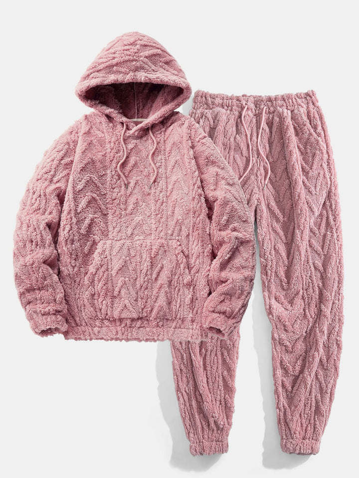 Geometrische Jacquard Teddy Hoodie & Joggingbroek