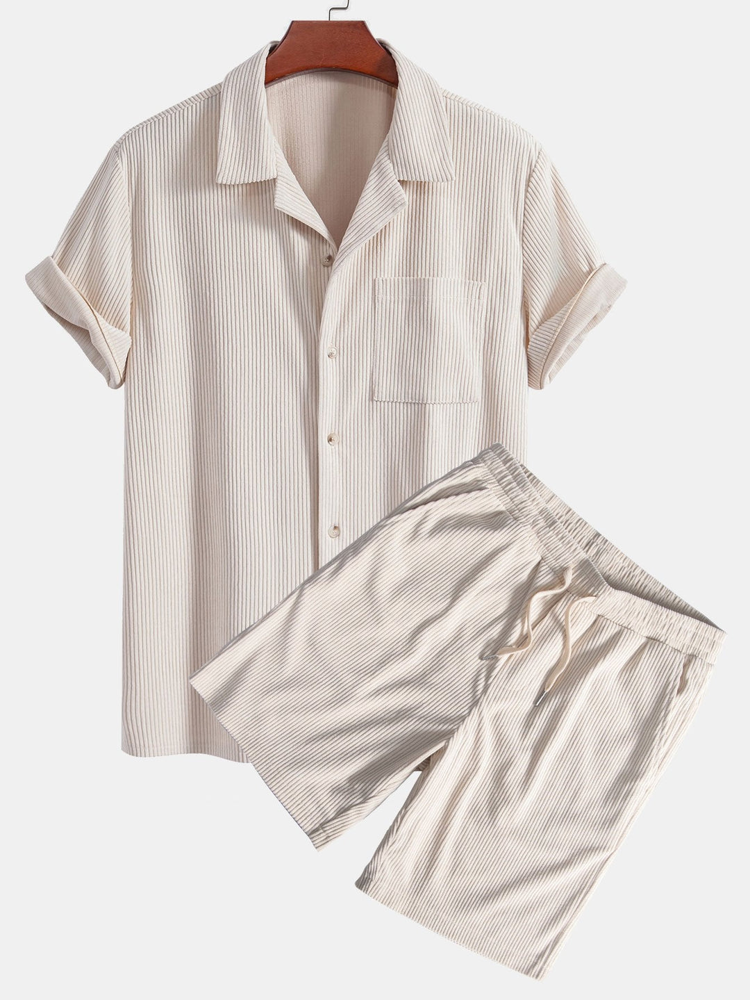 Korte Mouwen Corduroy Cubaanse Shirt & Shorts