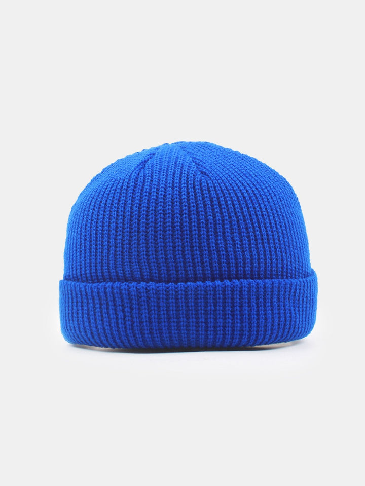 Solid Kleur Warme Korte Gebreide Muts
