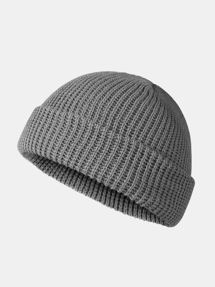 Solid Kleur Warme Korte Gebreide Muts