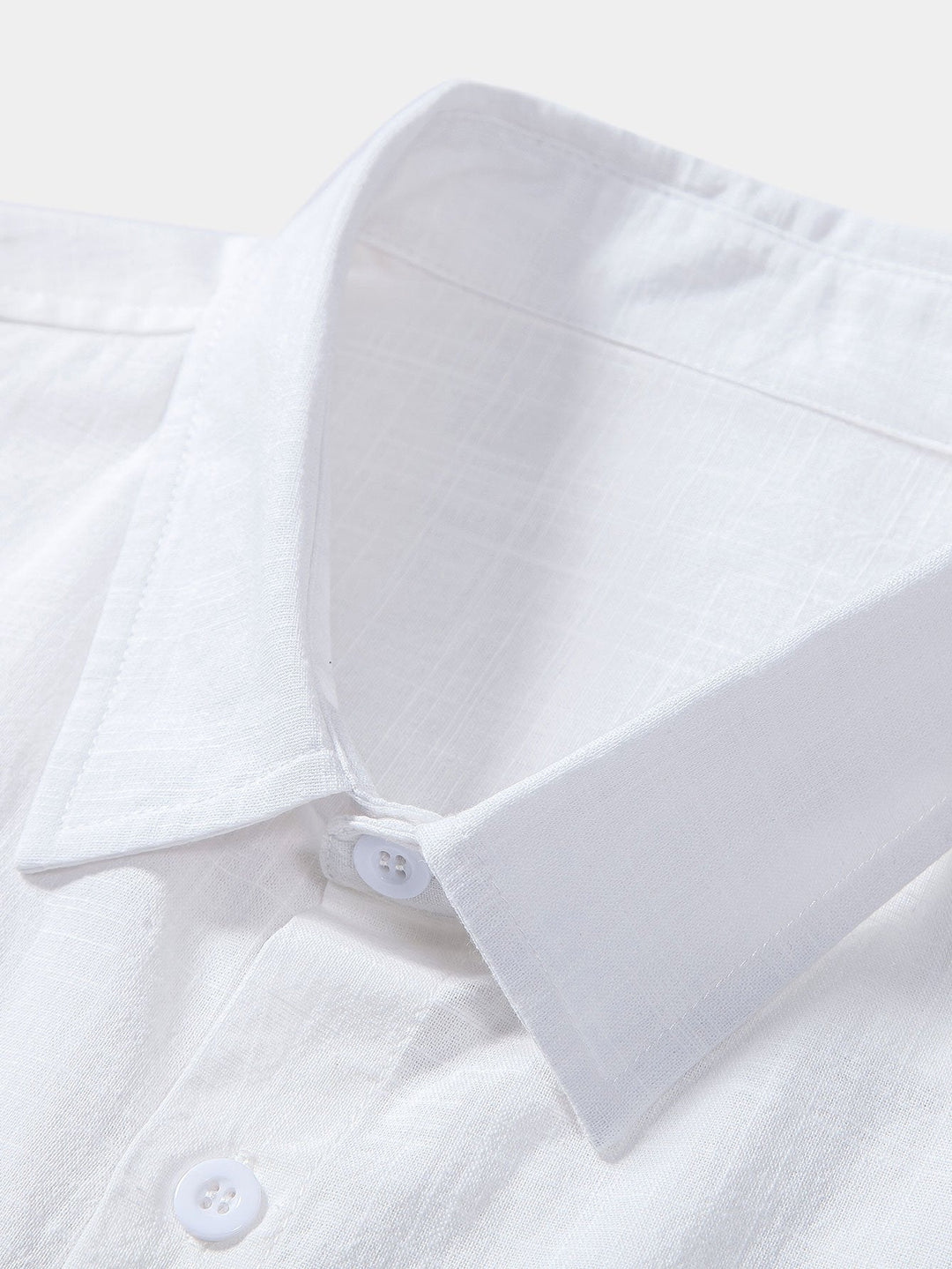 Linnen Look Katoenen Overhemd met Knopen & Gestreepte Zwemshorts
