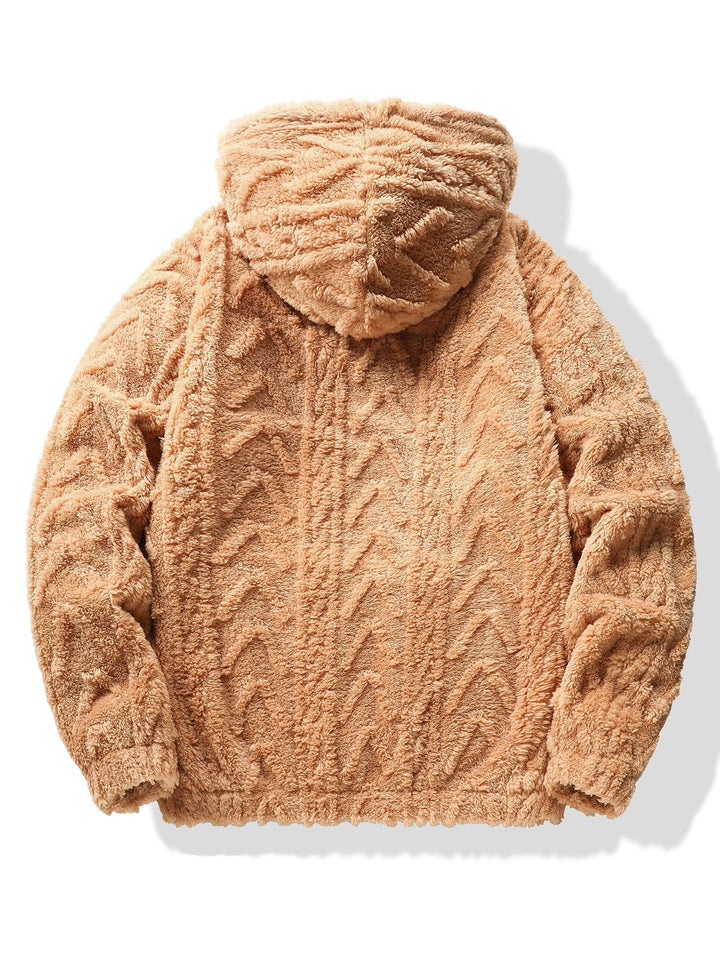 Geometric Jacquard Teddy Hoodie