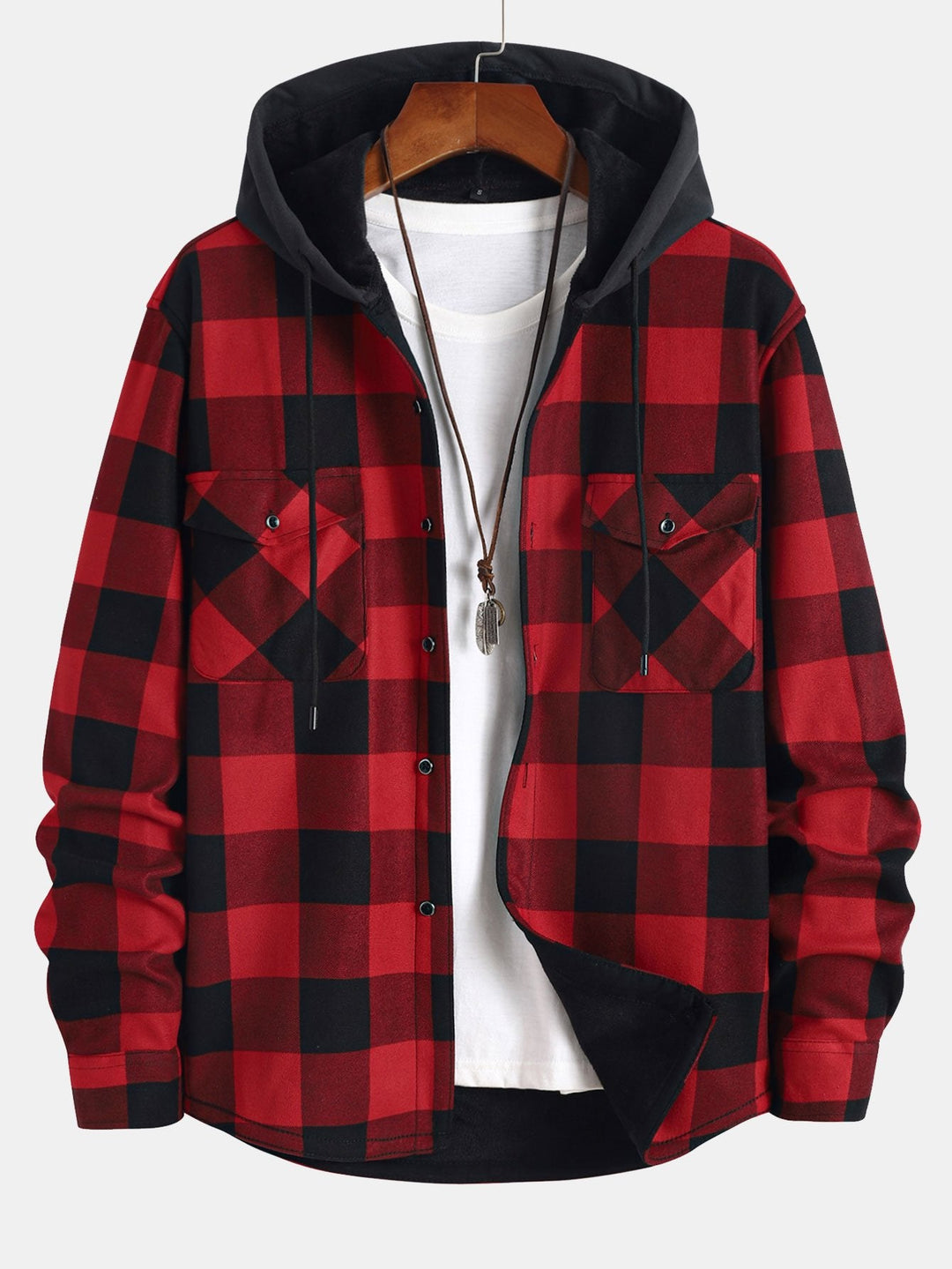 Flanellen fleece gevoerd hoodie shirt