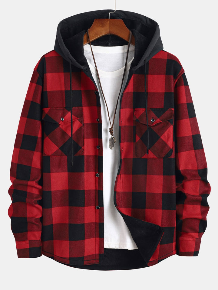 Flanellen fleece gevoerd hoodie shirt