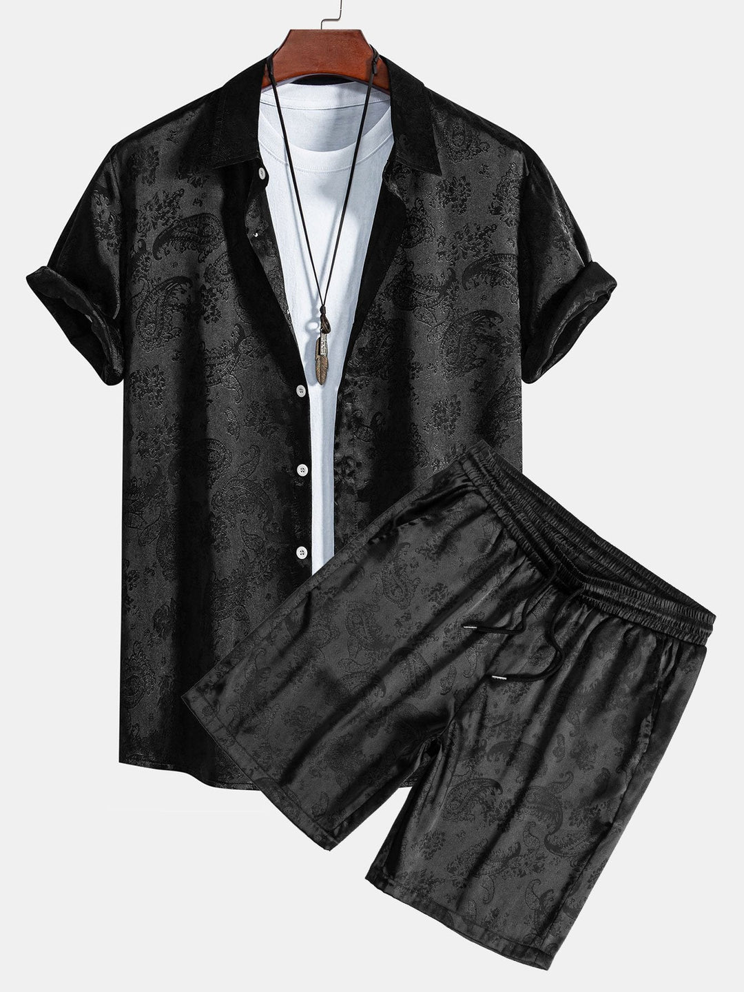 Paisley Print Satijnen Shirt & Shorts