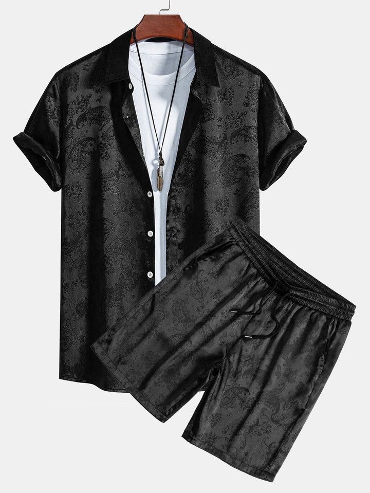 Paisley Print Satijnen Shirt & Shorts