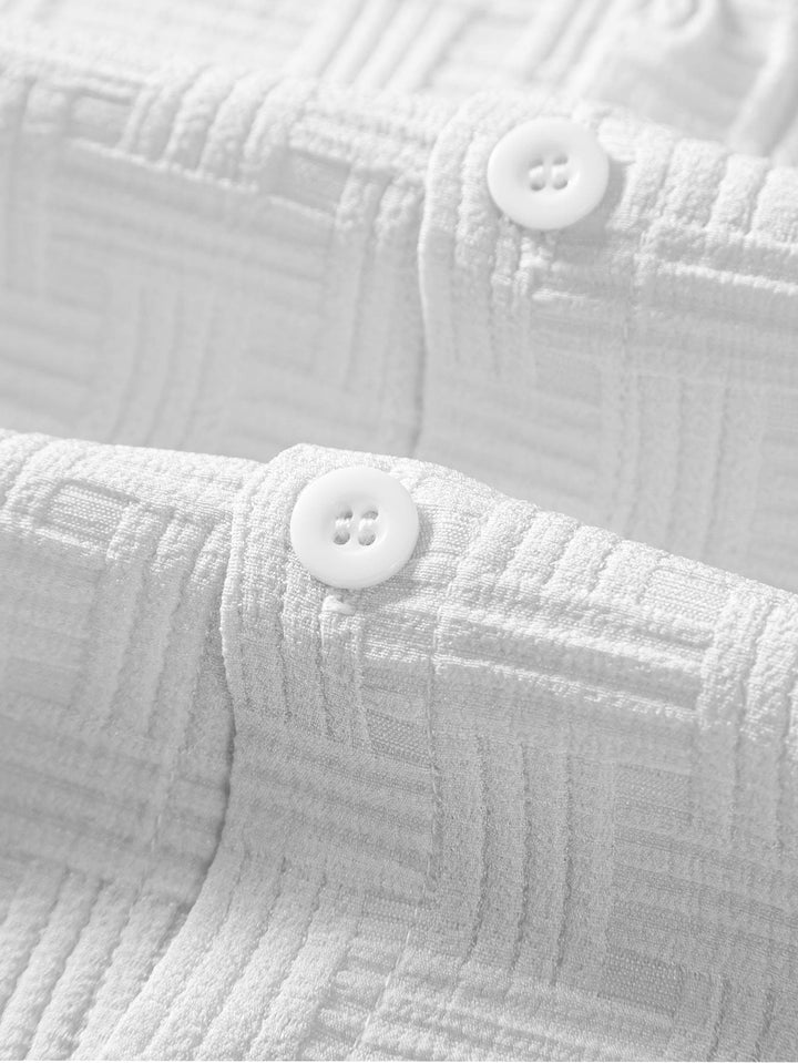 Stripe Jacquard Overhemd met Knopen & Shorts
