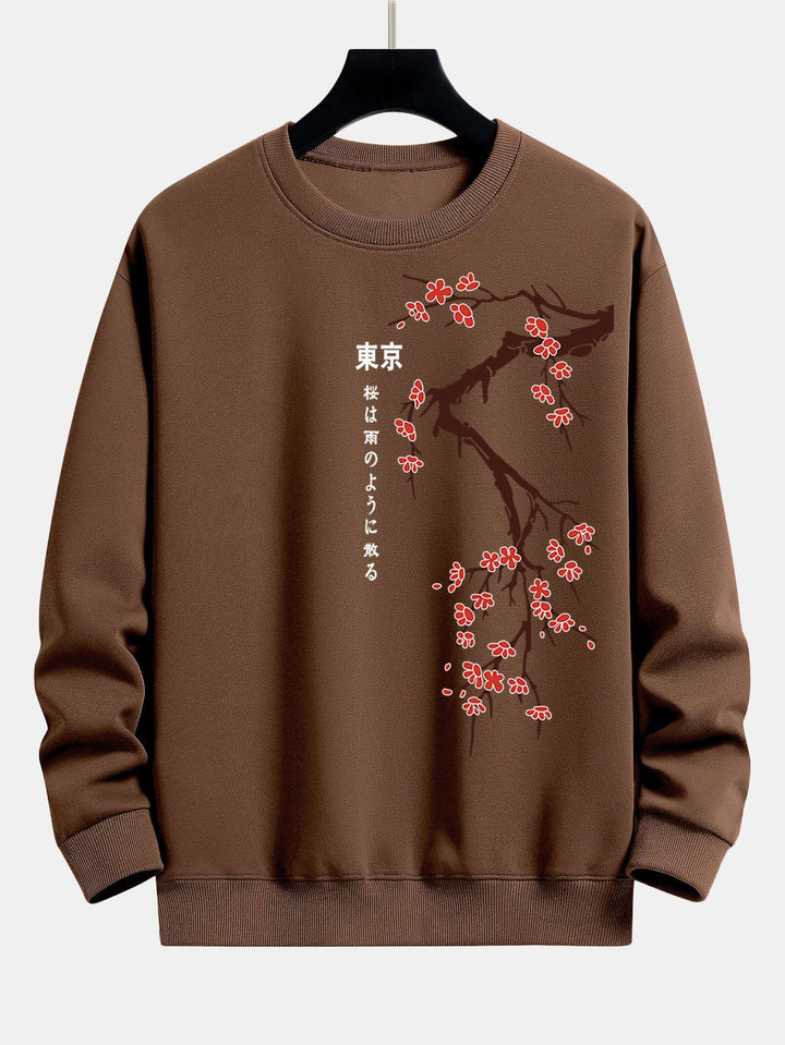 Tokyo Japanse Kersenbloesem Print Relax Fit Sweatshirt