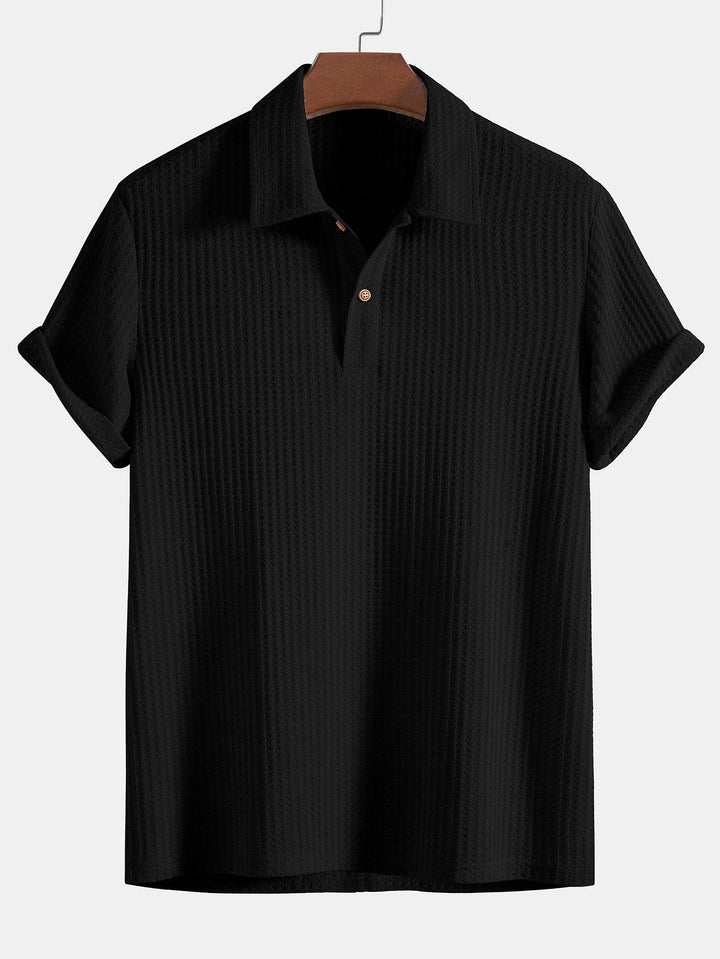 Knitted Waffle Polo Shirt & Waffle Drawstring Shorts