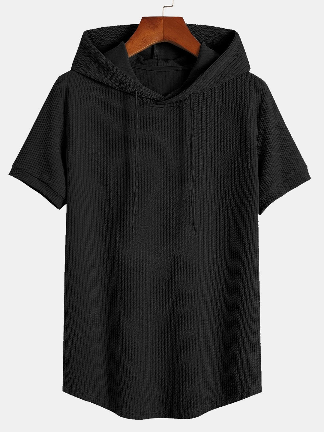 Muscle Fit Geribbelde Hoodie T-Shirt