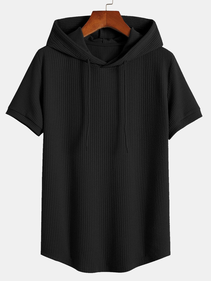 Muscle Fit Geribbelde Hoodie T-Shirt