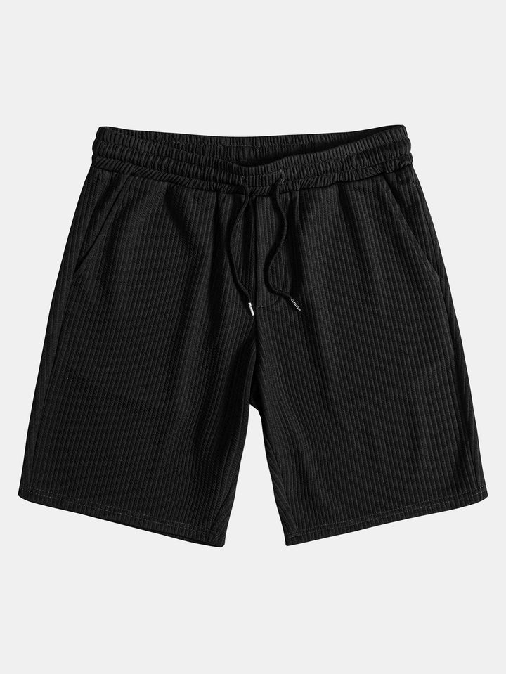 Twee Kleur Spier Fit Geribbelde Staande Kraag Shirt & Shorts