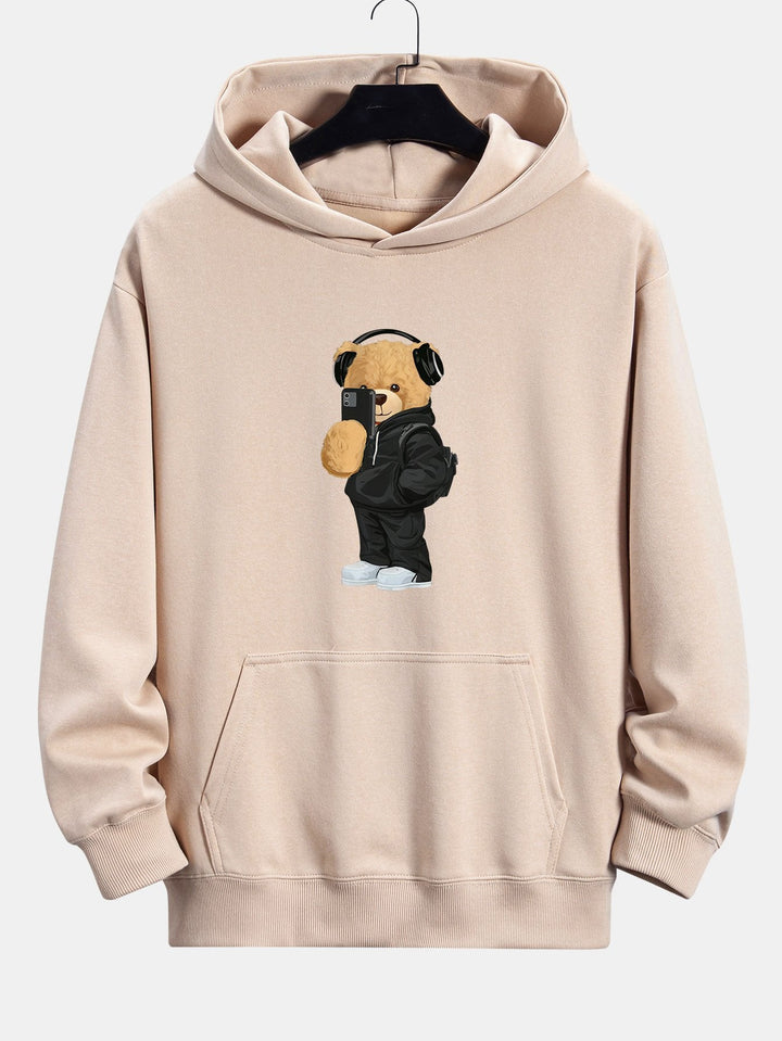Fashion Bear Foto Print Relax Fit Hoodie & Rechte Pijpen Corduroy Broek