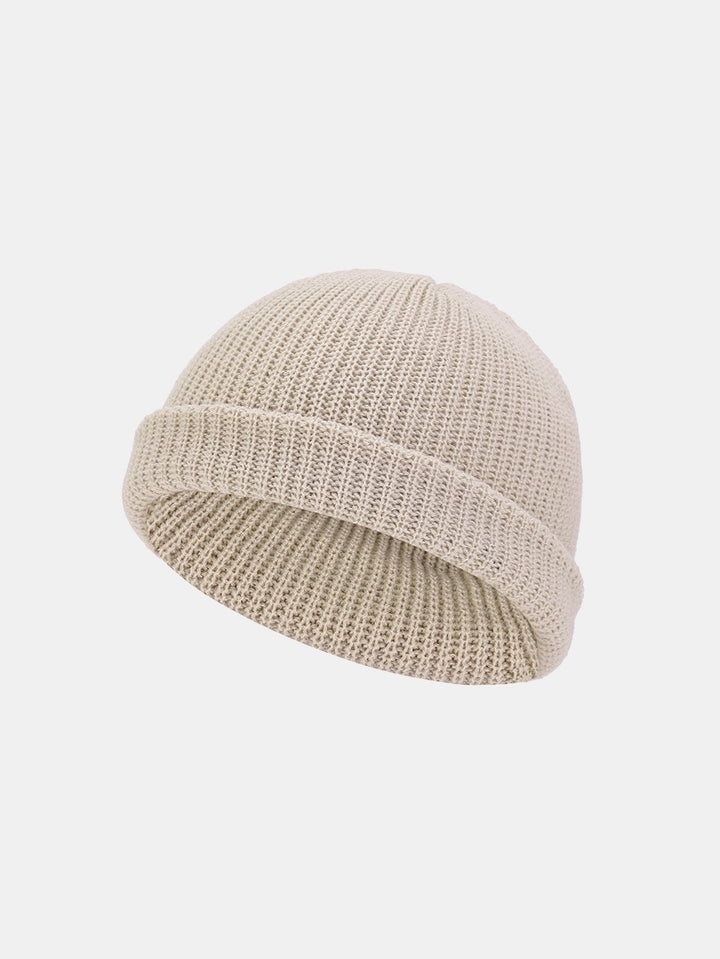 Solid Kleur Warme Korte Gebreide Muts
