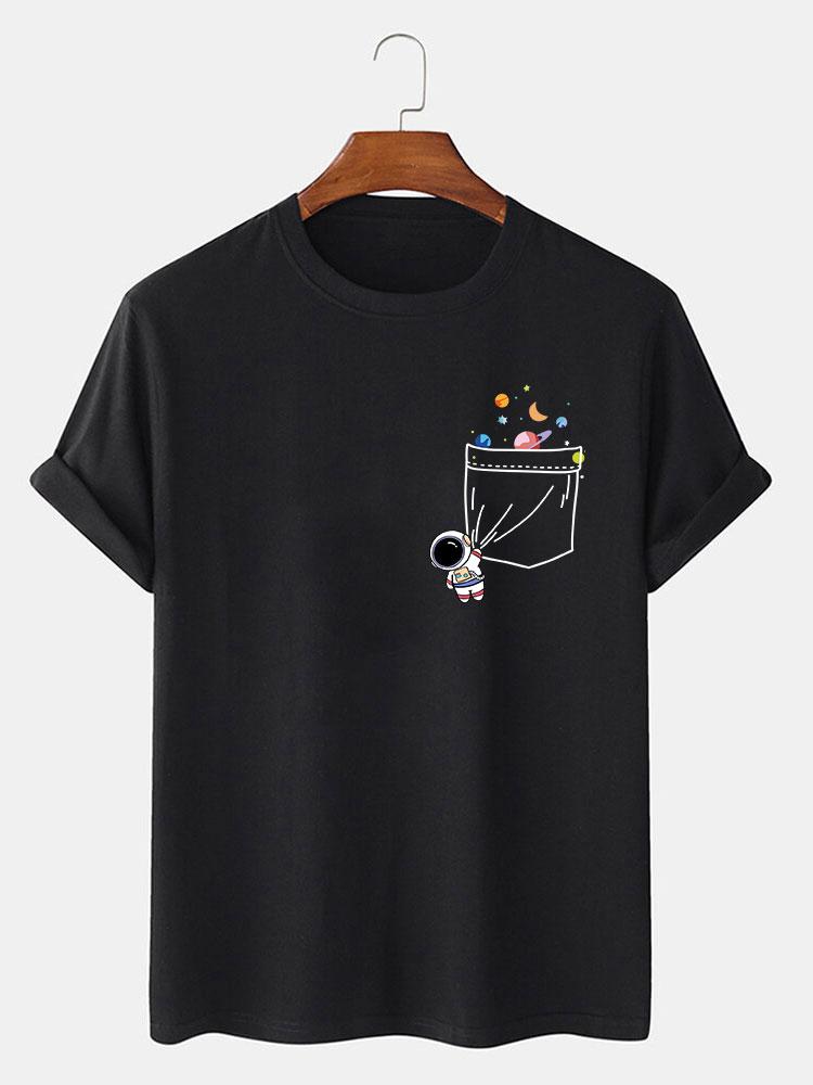 Astronaut Ruimte Pocket Print T-Shirt