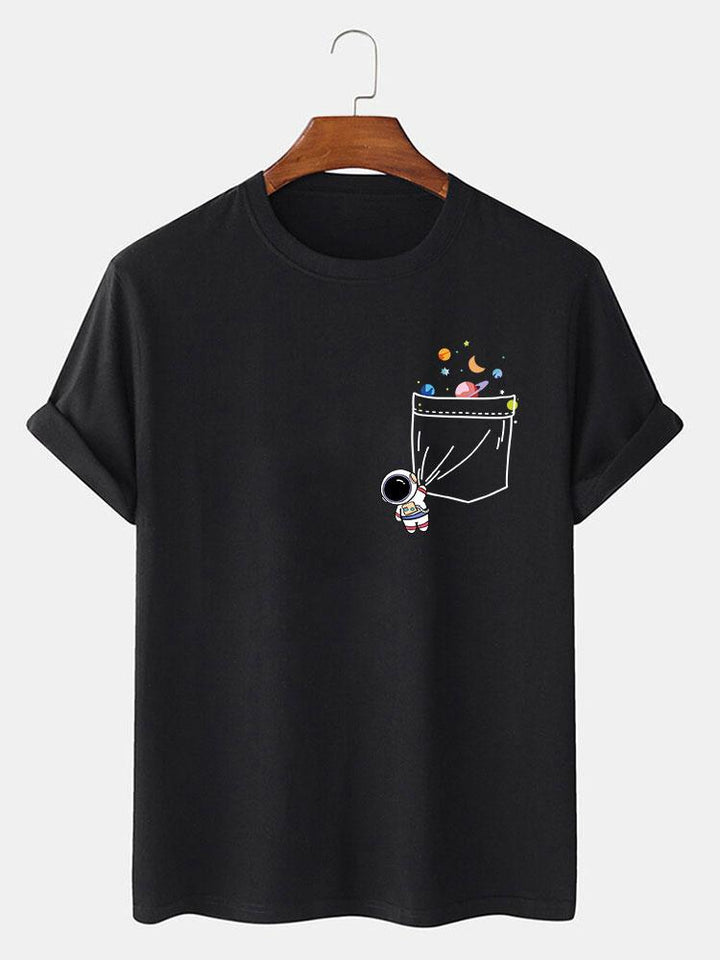 Astronaut Ruimte Pocket Print T-Shirt