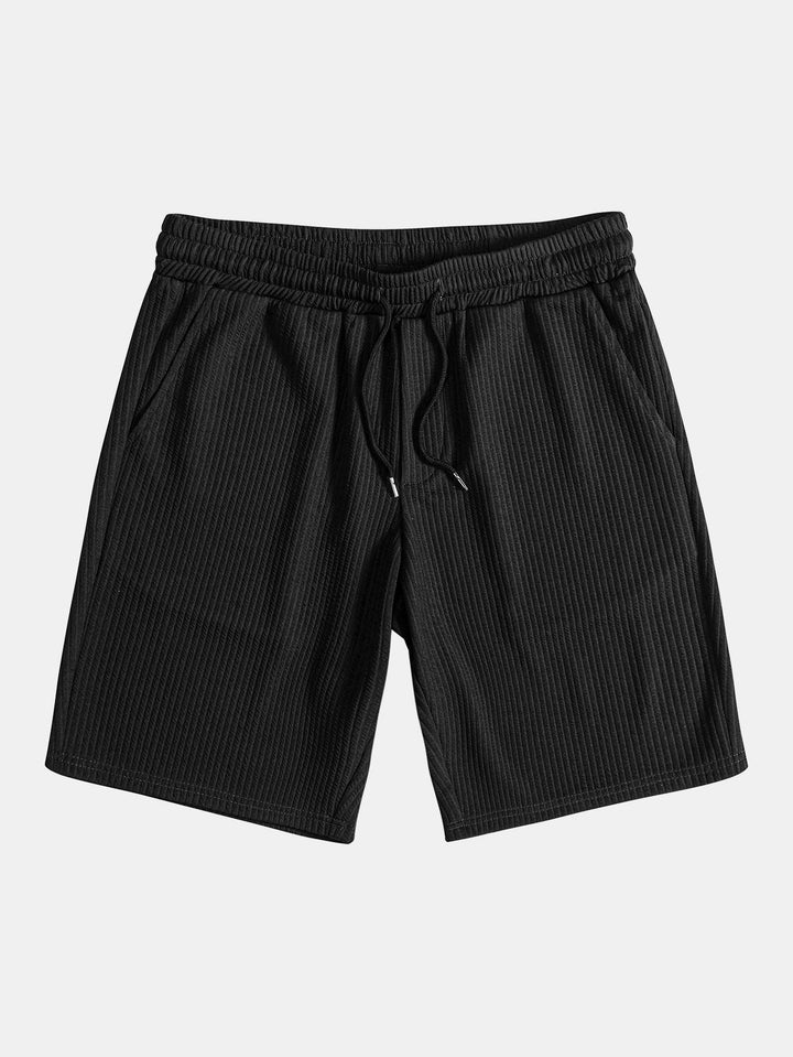 Muscle Fit Geribbelde Staande Kraag Shirt & Shorts