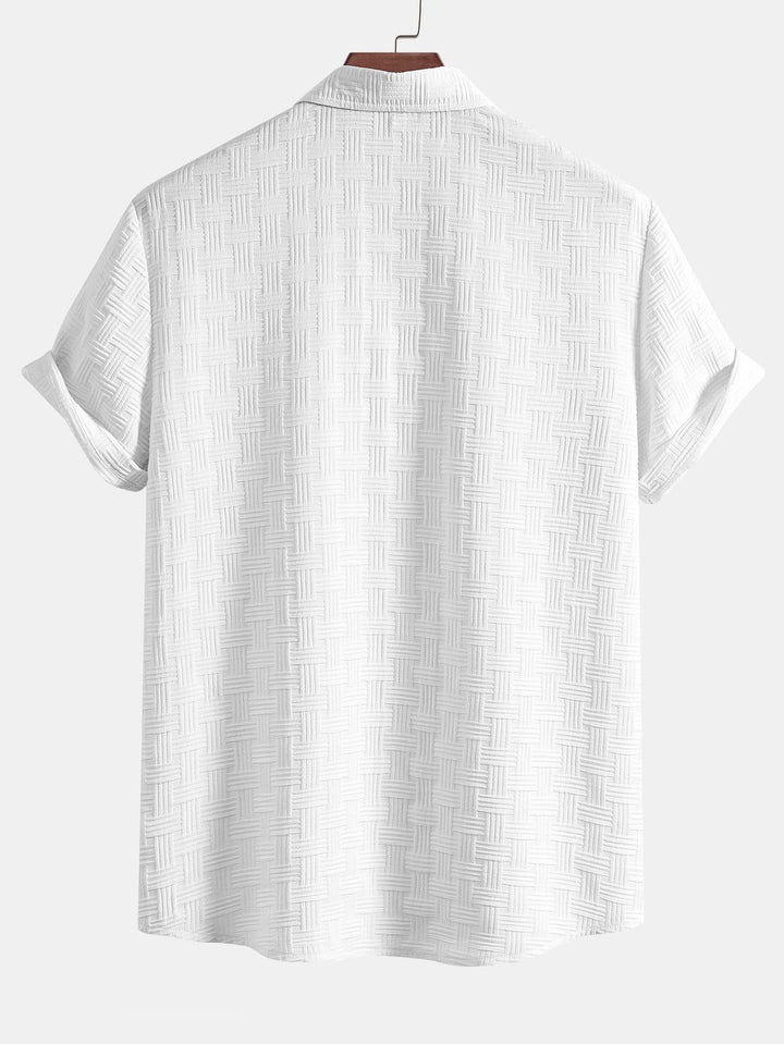 Stripe Jacquard Overhemd met Knopen & Shorts