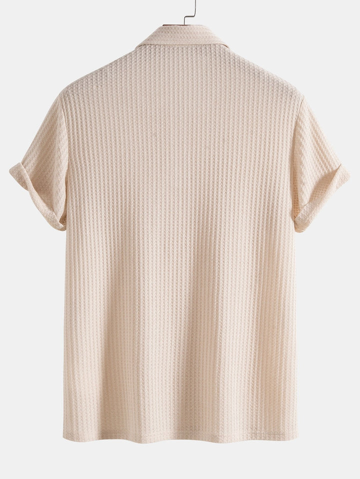 Knitted Waffle Polo Shirt & Waffle Drawstring Shorts