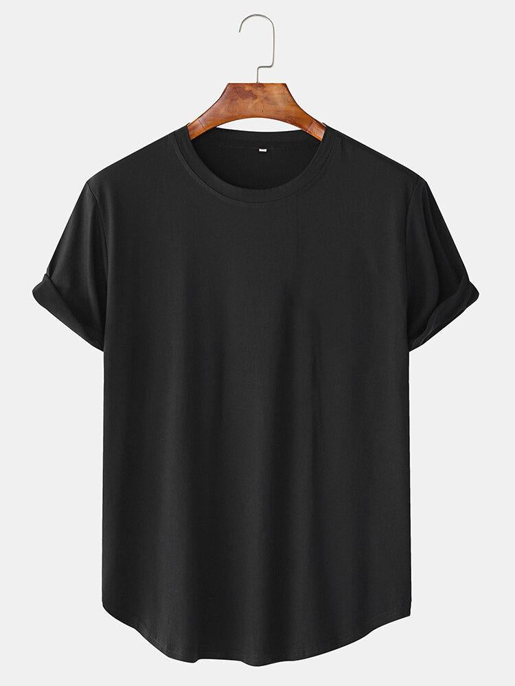 Solid Kleur Arc Hem T-Shirt