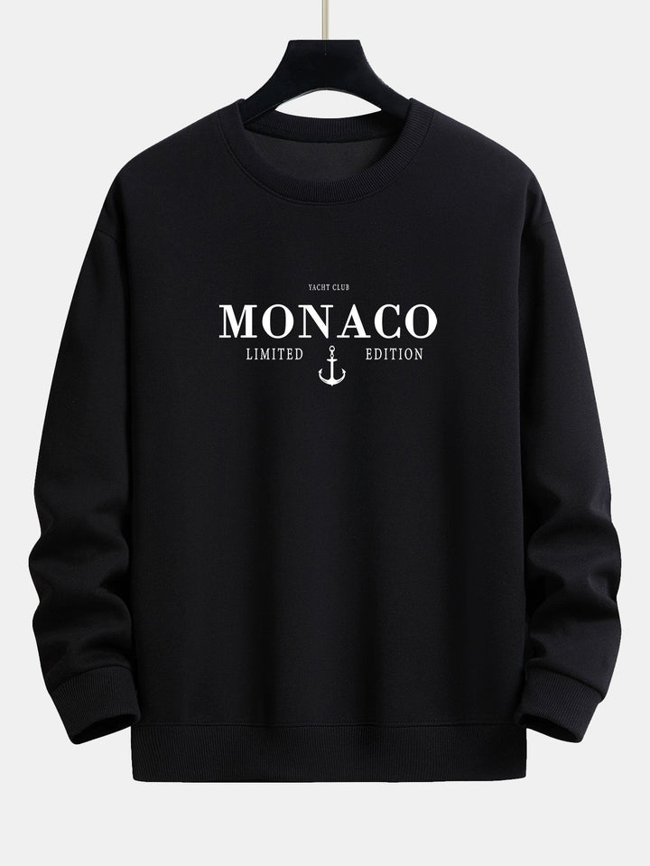 Monaco Slogan Print Relax Fit Sweatshirt & Rechte Pijpen Corduroy Broek