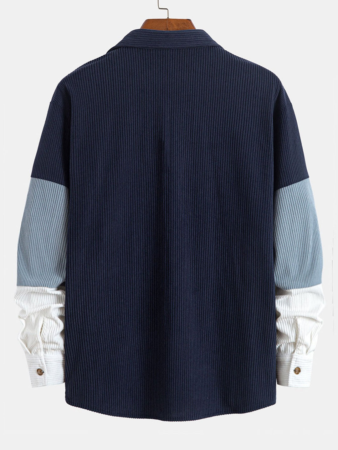 Kleur Blok Corduroy Shirt Met Zakken