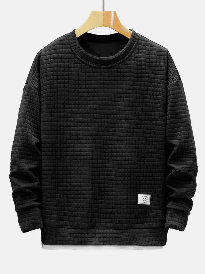 Relax Fit 2 In 1 Waffle Crew Neck Sweatshirt & Drawstring Waffle Jogger Pants