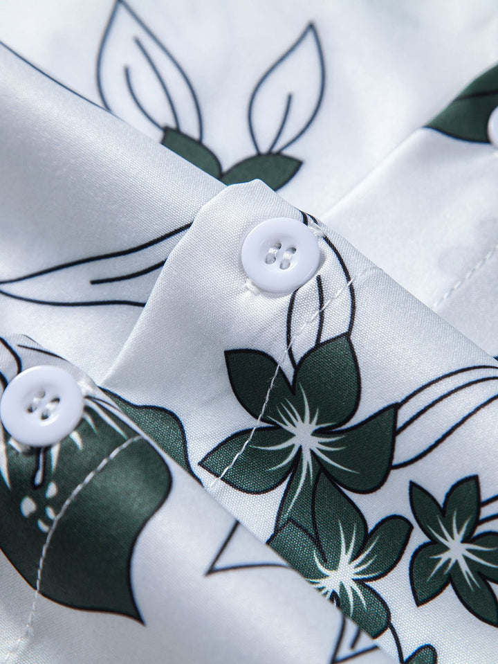 Bloemenprint Overhemd met Knopen & Zwemshort