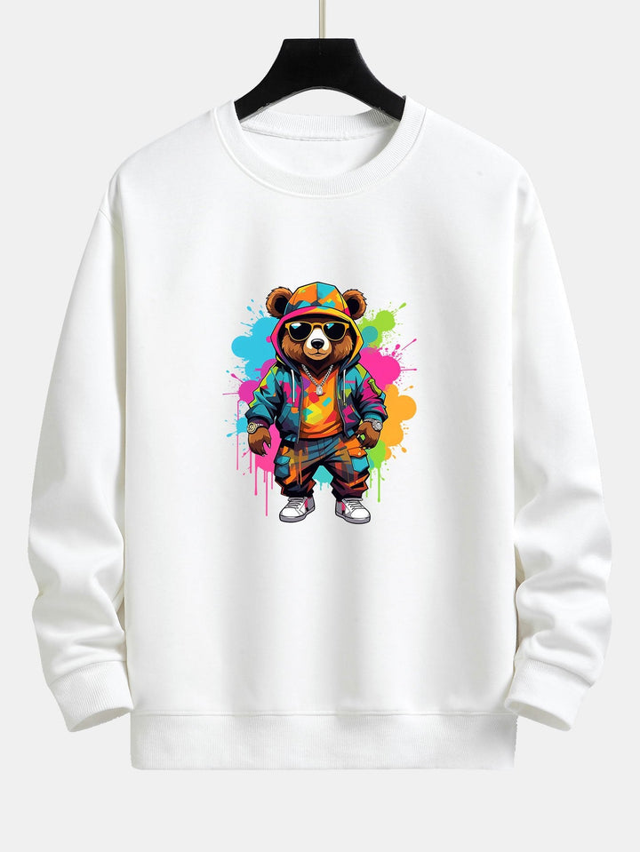 Splash Kleurrijke Beer Print Relax Fit Sweatshirt