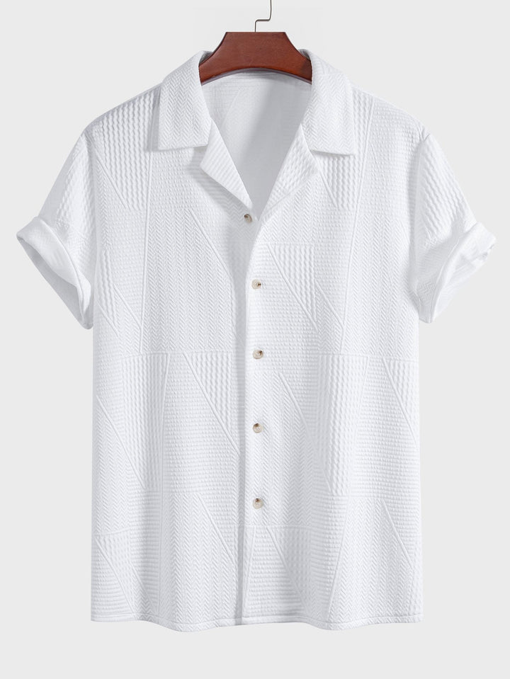 Korte Mouwen Geometrisch Textuur Cuban Shirt