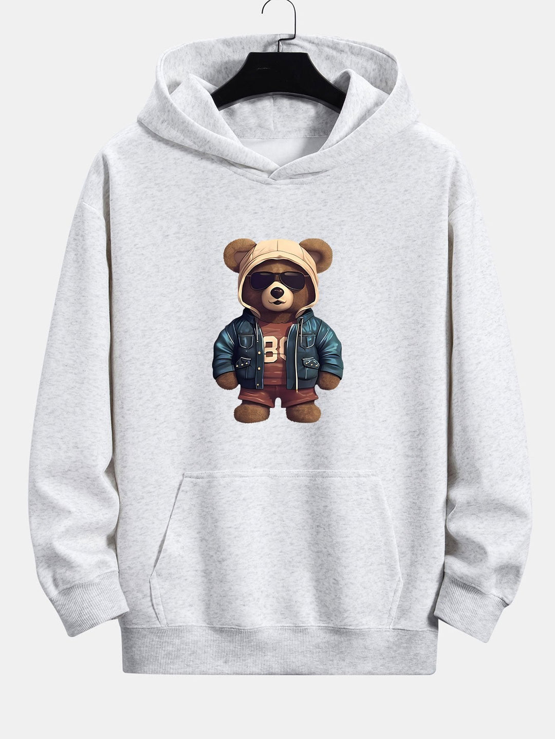 Bear In Leather Jacket Print Relax Fit Hoodie & Straight Leg Corduroy Pants