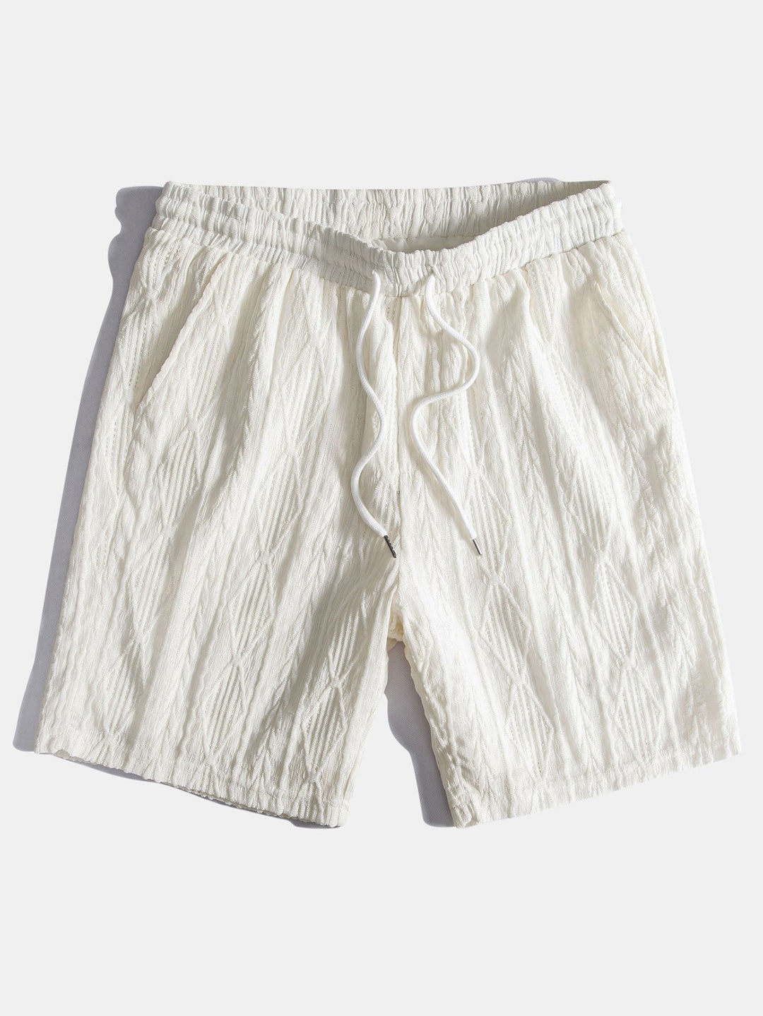 Geometrisch Jacquard Cubaanse Shirt & Textuur Shorts Met Voering