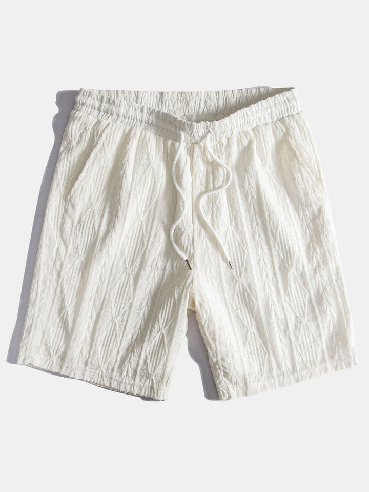 Geometrisch Jacquard Cubaanse Shirt & Textuur Shorts Met Voering