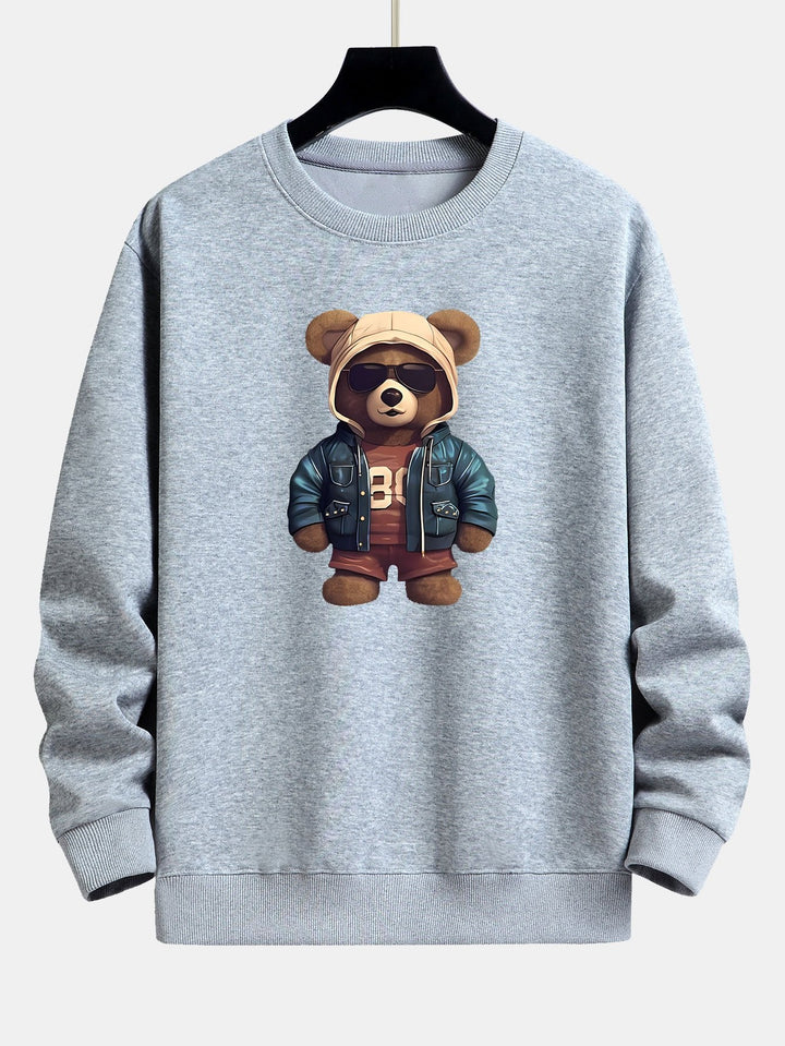 Beer In Leren Jas Print Relax Fit Sweatshirt