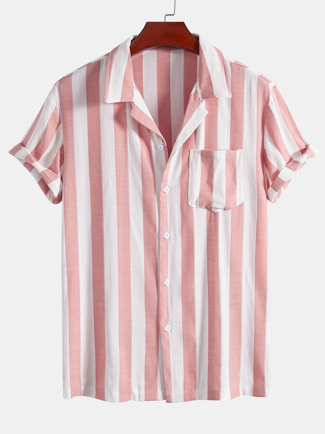 Gestreepte Cubaanse Kraag Shirt & Rechte Linnen Broek