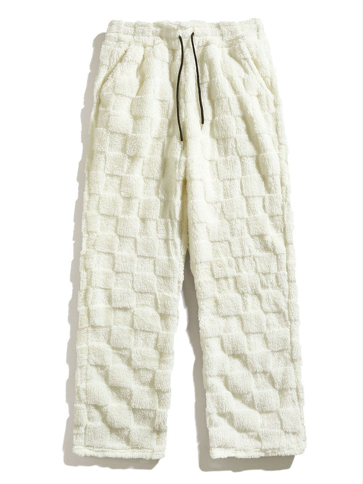 Checkerboard Teddy Hoodie & Straight Leg Pants