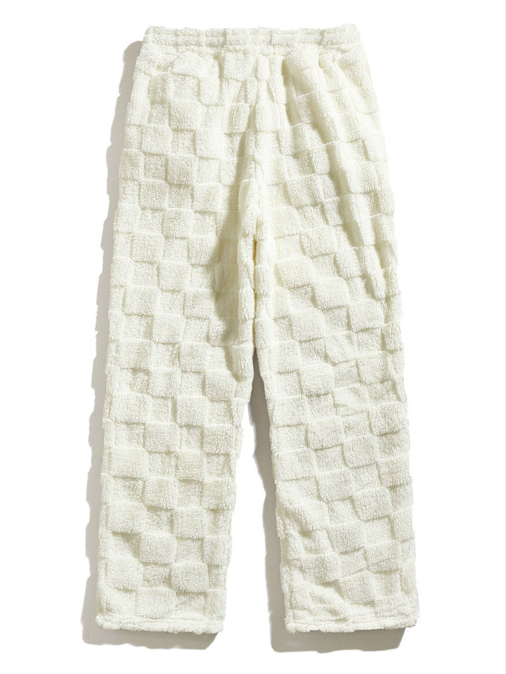 Checkerboard Teddy Hoodie & Straight Leg Pants