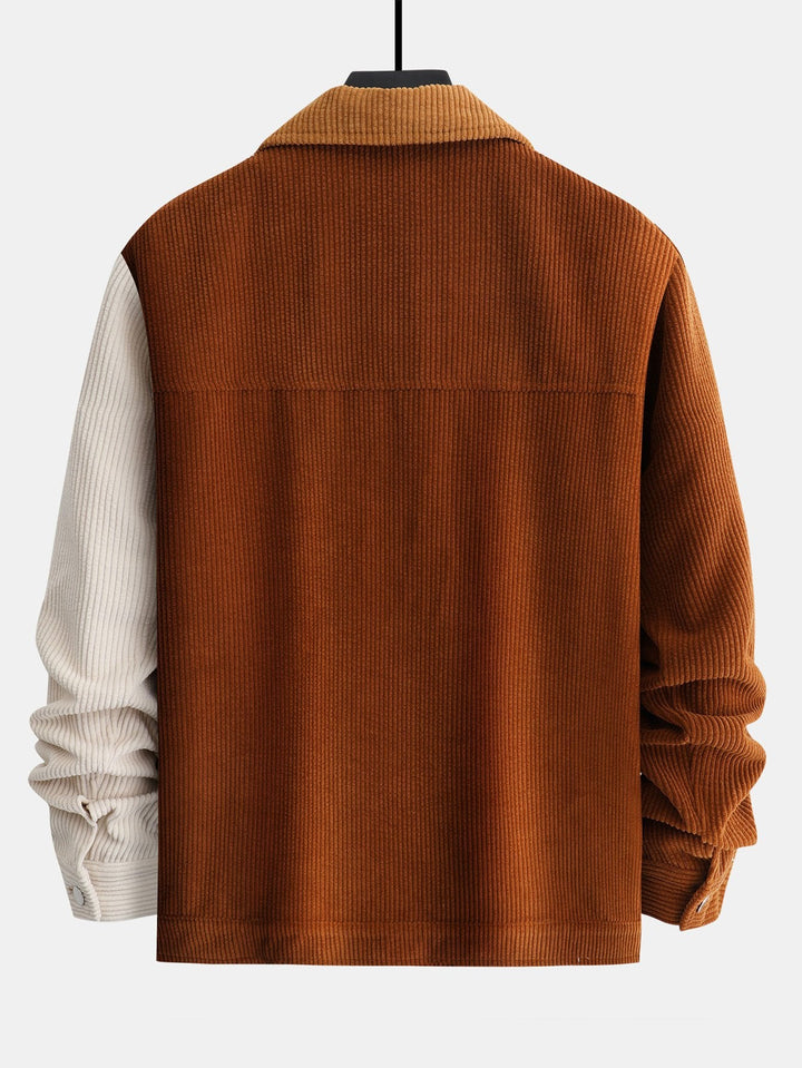 Kleur Blok Corduroy Jas
