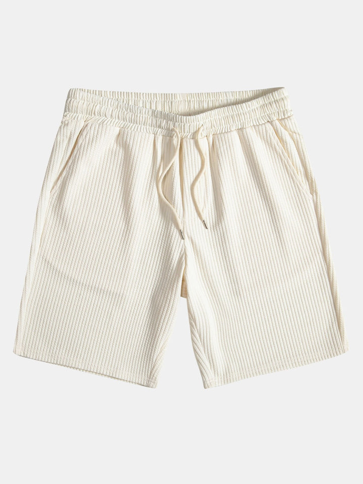 Muscle Fit Ribbed Half Zip Polo Shirt & Shorts