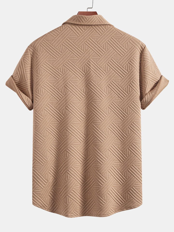 Textuur Jacquard Knop-Up Shirt & Shorts
