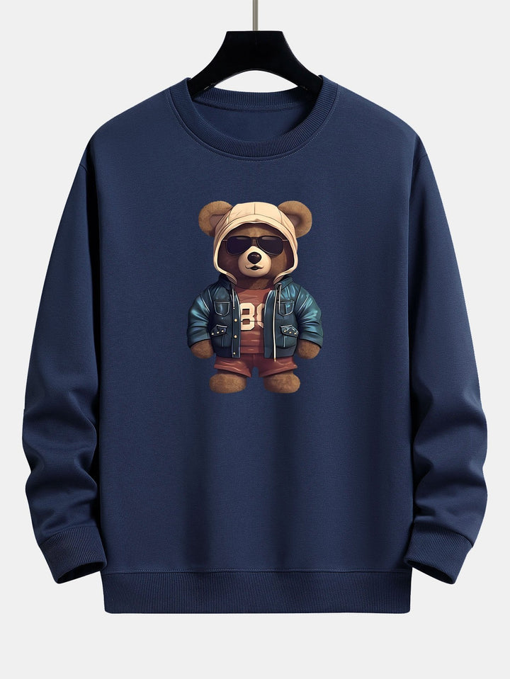 Beer In Leren Jas Print Relax Fit Sweatshirt