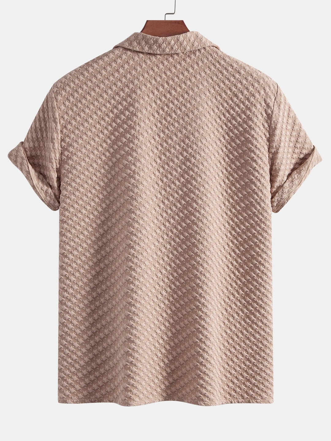 Houndstooth Jacquard Cubaanse Shirt & Rechte Linnen Broek