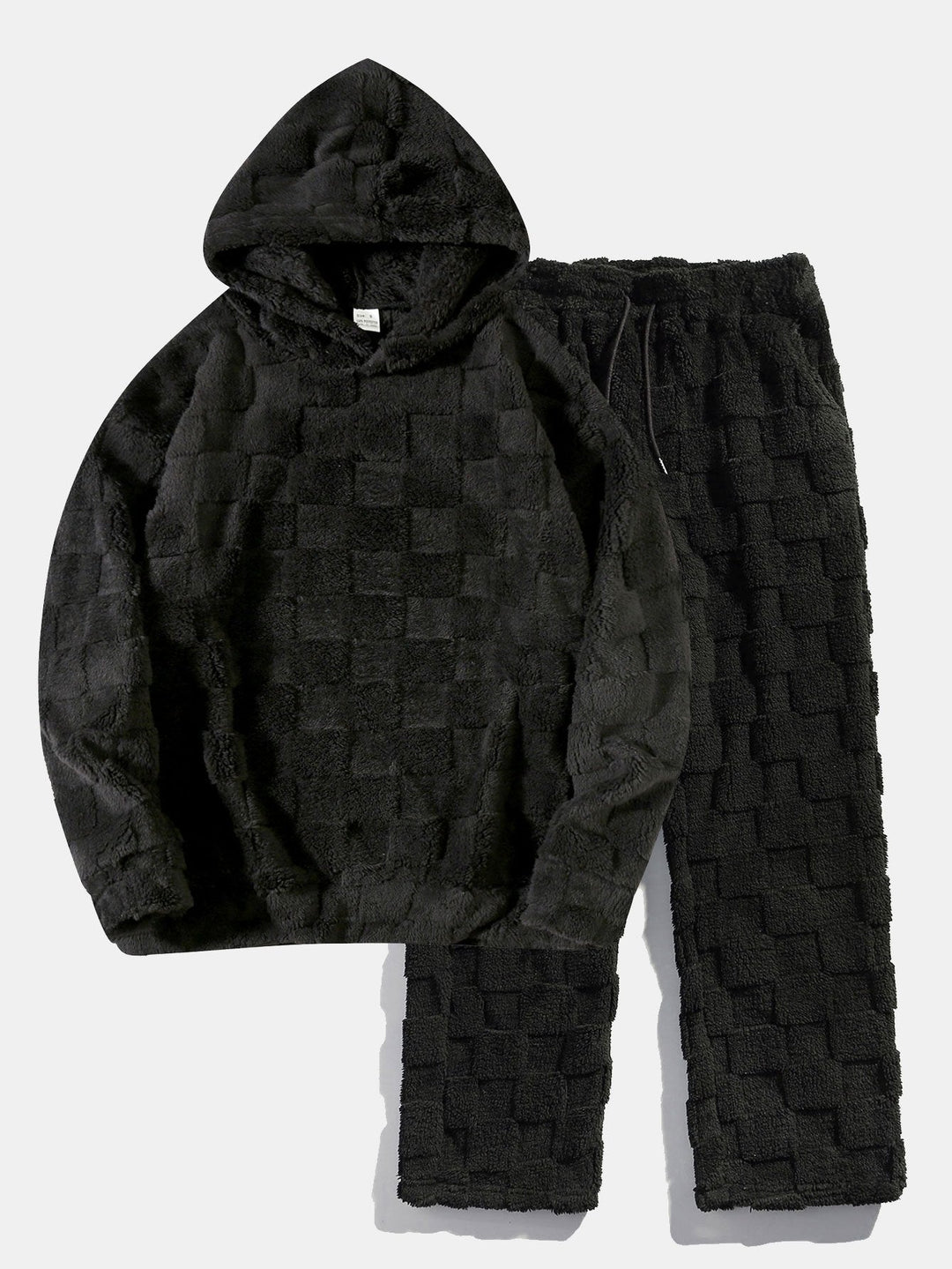 Checkerboard Teddy Hoodie & Straight Leg Pants
