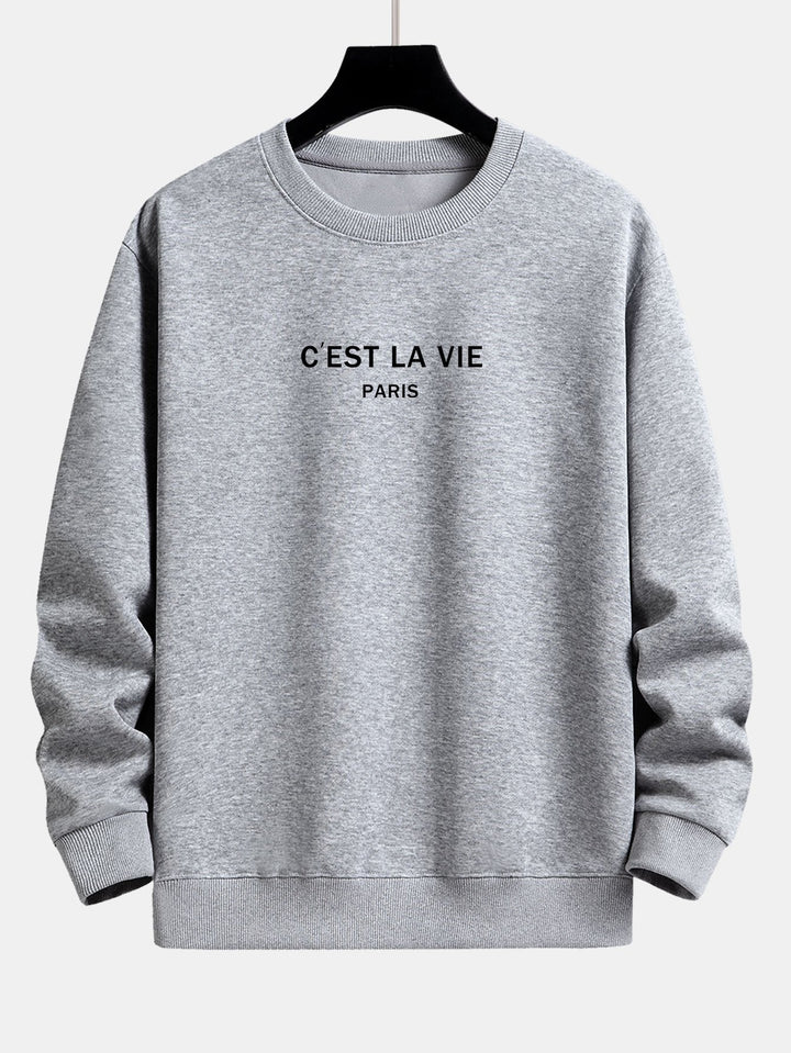 Paris Slogan Print Relax Fit Crew Neck Sweatshirt & Joggingbroek