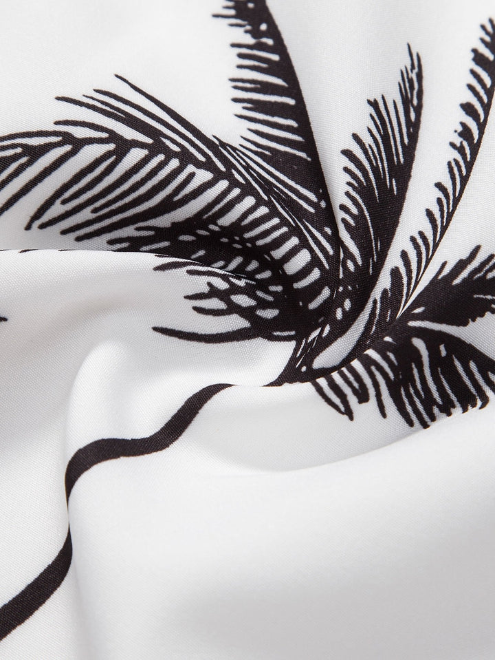 Palmboomprint Overhemd met Knopen & Zwemshorts