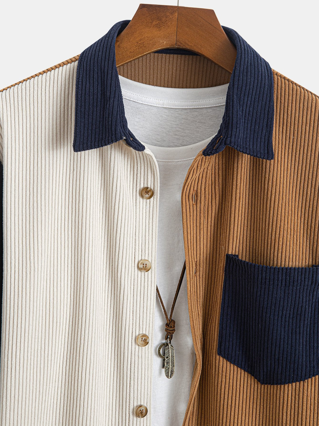 Corduroy Patchwork Shirt & Rechte Pijpen Corduroy Broek