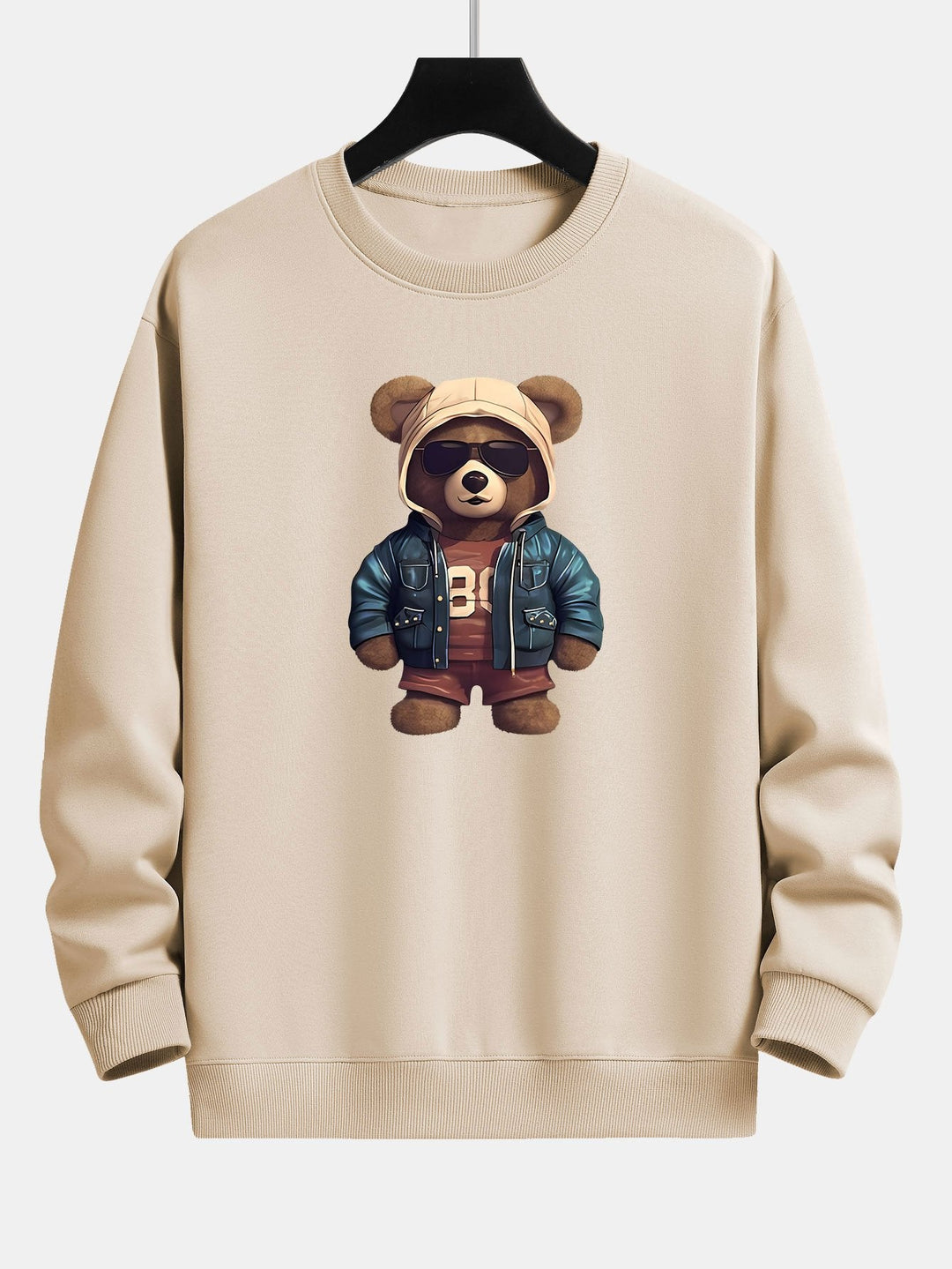 Beer In Leren Jas Print Relax Fit Sweatshirt