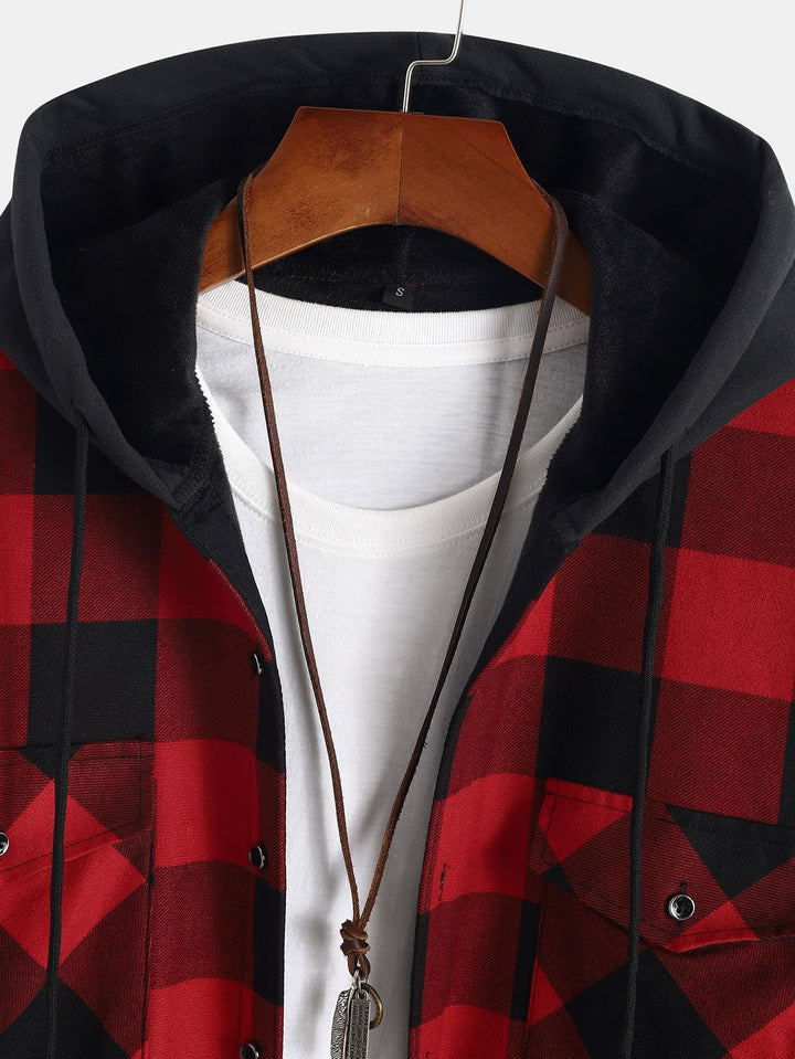 Flanellen fleece gevoerd hoodie shirt