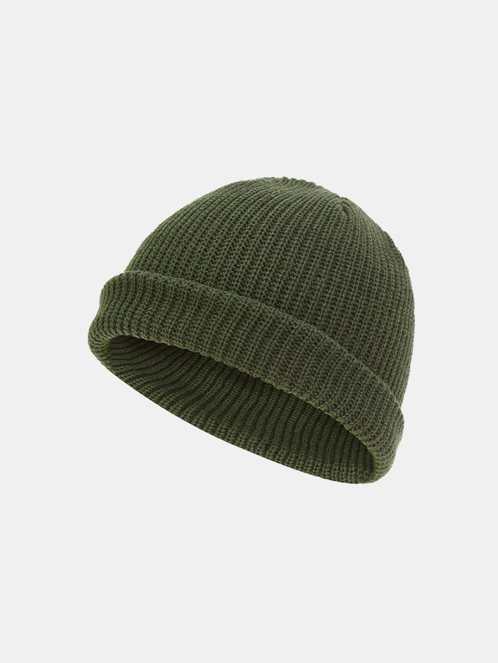Solid Kleur Warme Korte Gebreide Muts