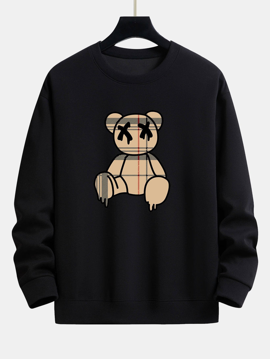Geruite patroon oplosbare beerprint relax fit sweatshirt & rechte pijpen corduroy broek